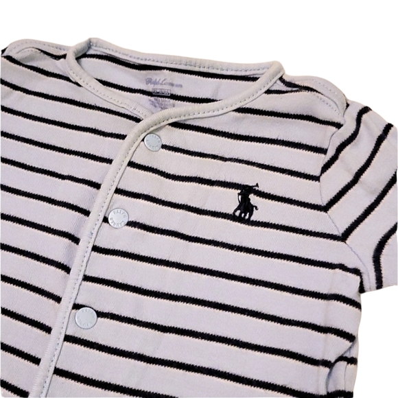 Ralph Lauren Striped Onesie w Clasps - 6 Mos - Picture 1 of 6